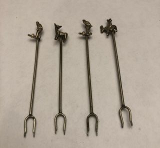 4 Sterling Silver Figural Cocktail Hors D 