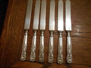 6 1847 Rogers Bros Kings Silverplate Luncheon Knives