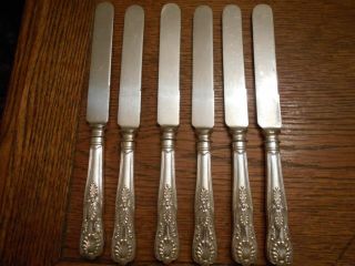 6 1847 Rogers Bros Kings Silverplate Dinner Knives