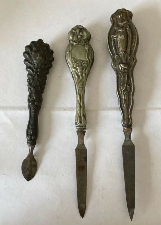 (3) Victorian Files/cuticle Tools Sterling Silver 1920’s?