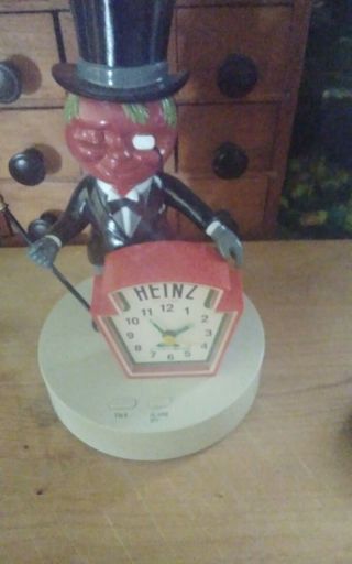 Vintage Heinz Mr Tomato Head Talking Alarm Clock Great 10 " Great
