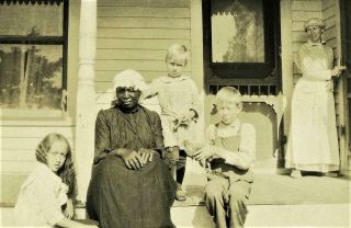African American Black Nanny W/ Young White Kids 1900s Rppc Versailles,  Missouri