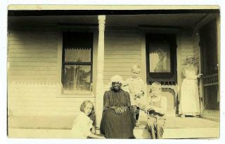 AFRICAN AMERICAN BLACK NANNY w/ YOUNG WHITE KIDS 1900s RPPC VERSAILLES,  MISSOURI 2