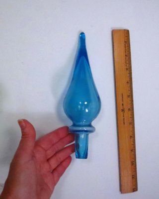 Huge Vintage Mcm Italian Empoli Blue Teardrop Decanter Genie Bottle Stopper Only