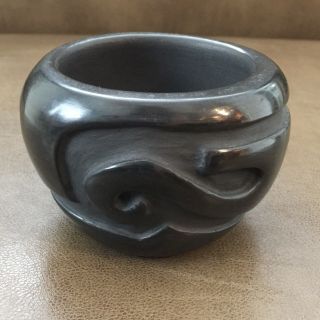 Santa Clara Pueblo Carved Blackware Pot - Native American 1991