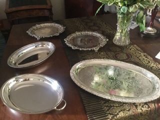 Bundle Of Silver Metal Dishes 5 Items