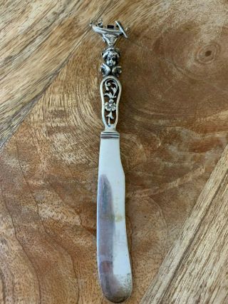 Vintage Italian 800 Silver Butter Knife With Cherub And Gondola