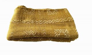 African Large Mustard & White Mud Cloth Textile Mali 60 " By 40 "