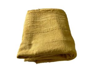 African Plain Mustard Color Mud Cloth Textile Mali 60 " By 40 "