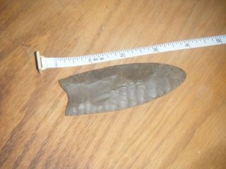 3 1/2 In.  Authentic Arrowhead - Paleo Clovis Fluted Channels -.  Ky