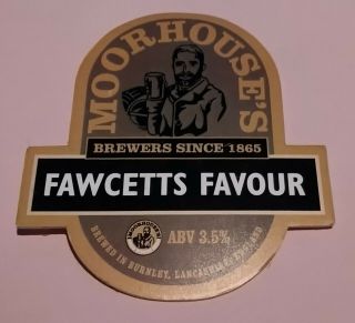 Moorhouses Brewery Fawcetts Favour Beer Pump Handle Clip Badge 3.  5 Abv Tap Out