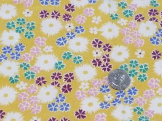 Vintage Full Feedsack: Golden Yellow With Blue,  Green,  Pink,  Burgundy Flowers
