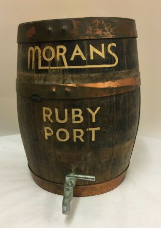 Morans Ruby Port Wooden Barrel With Tap 13.  5 " Tall (d5)