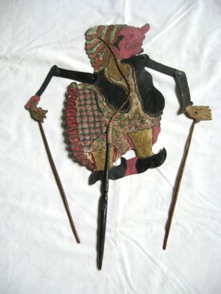 Antique Wayang Indonesia Asia Hand Painted Man Shadow Puppet