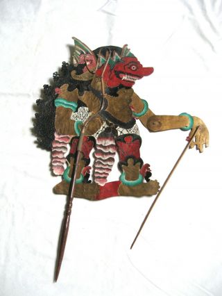 Antique Wayang Indonesia Asia Hand Painted Devil Monster Shadow Puppet