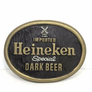 Vtg 1981 Heineken Imported Special Dark Beer Bar Sign Man Cave Oval 10”x13”