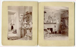 2 Mounted Photos Of A Mexico Home Interior,  C1890