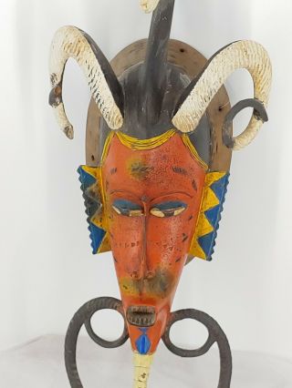 Antique African Tribal Mask Ivory Coast Guro Tribe Hand Carved 30 
