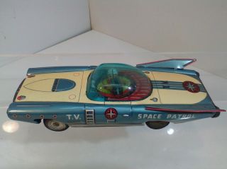 Vintage 1959 Futuristic T.  V.  Space Patrol Friction Tin Car - Made In Japan