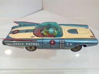 Vintage 1959 Futuristic T.  V.  Space Patrol Friction Tin Car - Made in Japan 2