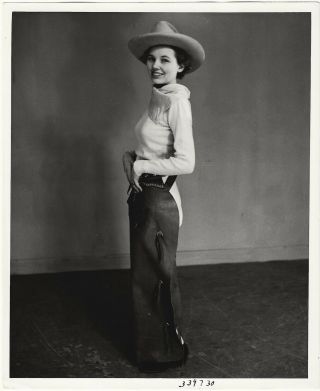 Vintage 1937 Wild West Cowgirl Fashion Published Chaps & Cowboy Hat Photograph
