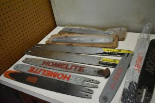 L93 - 10 Vintage Chainsaw Bars - Some Nos - Homelite Mcculloch Solo Etc