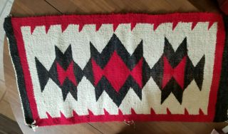 Vintage Native American Handwoven Wall Hanging / Rug - Black - Red - White