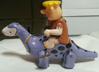 Barney Riding Dino Marx Mechanical Flintstone " Pals " On Dino Windup Toy