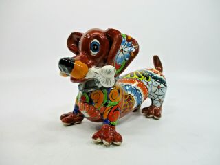 10 " Talavera Dog Puppy Colorful Ceramic Pottery Mexican Figurine