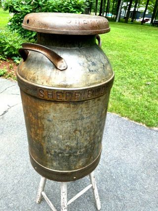 Vintage 10 Gallon Steel Milk Can With Cover - Sheffield,  Sealtest,  York 1954