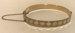 Vintage H.  G.  & S.  9ct Yellow Gold Metal Core Bracelet Diamond Pattern Small Flaw