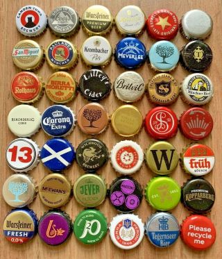 42 X Beer Bottle Crown Caps Tops Various Designs.  Collectable Crafts.  38