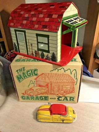 Marx The Magic Garage And Car.  Tin Toy Vintage