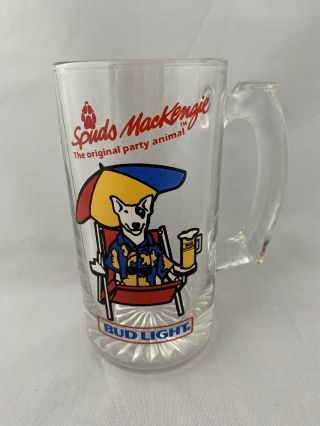 Vintage Spuds Mackenzie Party Animal Bud Light Glass Beer Mug 1987
