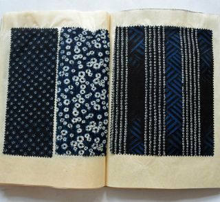 1917 Japanese Textile Sample Book Casual Kimono Stencil Dyed Cotton Fabric 3