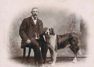 Yorkshire - Rochdale - Cabinet Photo - Man With Large Dog - C.  1880 - By Gothard