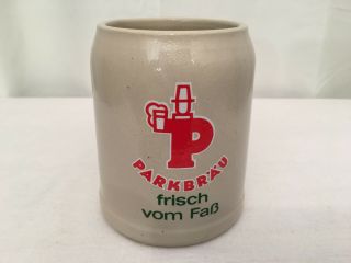 Parkbrau " Frisch Vom Fab Stoneware 0.  4 Liter Vintage German Gray Beer Mug