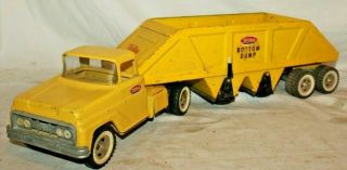 HUGE BEAUTY 1960 ' s vintage Tonka Toys BOTTOM DUMP TRACTOR TRAILER SEMI TRUCK SET 2
