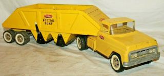 HUGE BEAUTY 1960 ' s vintage Tonka Toys BOTTOM DUMP TRACTOR TRAILER SEMI TRUCK SET 3