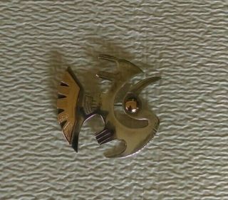 Vintage Graziella Laffi Peru Sterling Silver With 18k Gold Modernist Bird Pin