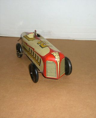 VINTAGE 1940 ' S MARX 2 BOAT TAIL RACE CAR,  INDY RACER WINDUP TIN TOY 2