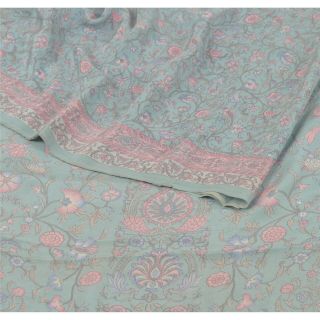 Sanskriti Vintage Indian Saree 100 Pure Crepe Silk Printed Fabric Sari Craft 2