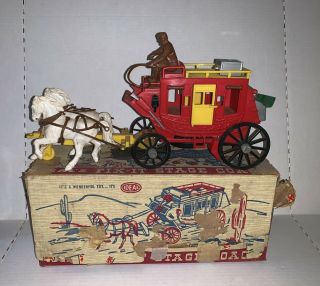 Vintage Ideal Toy Western Fix - It Stage Coach With Horses & Driver