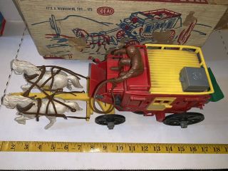 Vintage Ideal Toy Western Fix - It Stage Coach With Horses & Driver 3