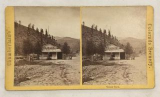 W.  Chamberlain’s Colorado Scenery Ocean Bath At Idaho Springs 1870s Stereoview