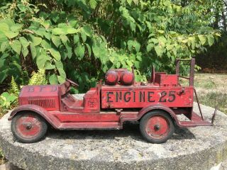 Large 26 " Antique Pressed Steel Sturditoy Fire Truck Paint Nr