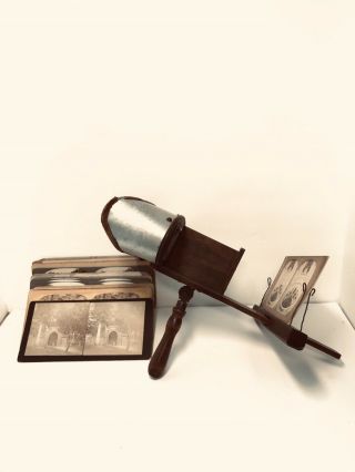 Antique Stereoscope Picture Viewer With 20 Photo Cards