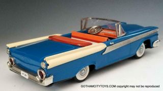 1959 Nm 11 Inch Ford Fairlane 500 2 Door Convertible - Tin Friction Car By Yachio
