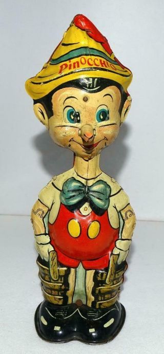 Ex Disney 1939 " Pinocchio " Marx Tin Wind - Up Toy,  Built - In Key,  Detail Serviced