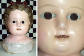7 " Antique French Wax Over Paper Mache 